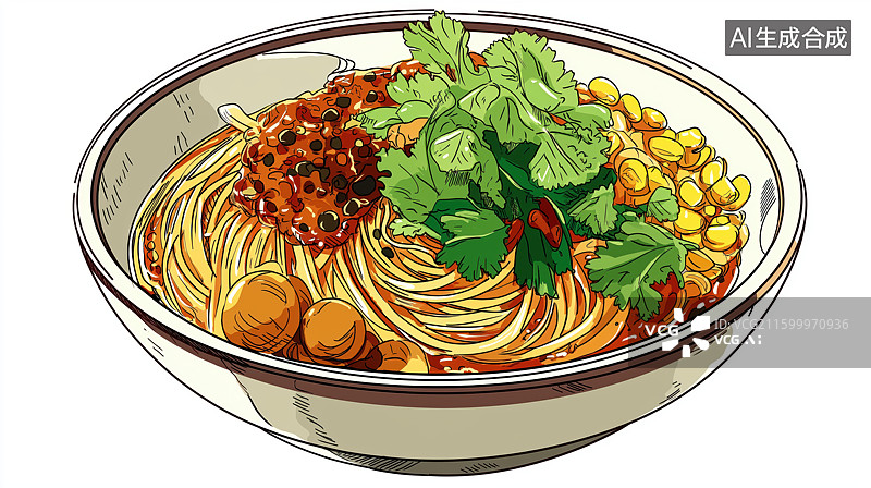 【AI数字艺术】一碗热气腾腾的面条图片素材