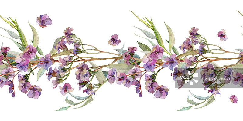 手绘水彩风颓废波西米亚植物插画图片素材