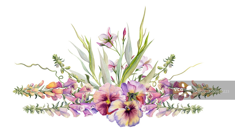 手绘水彩植物花卉叶子图片素材