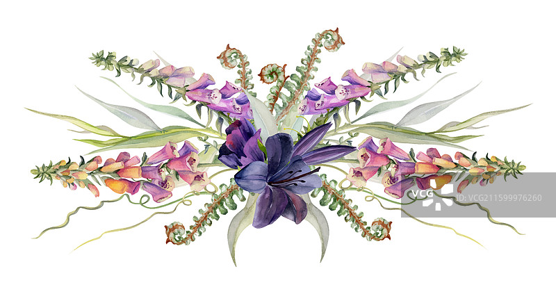 手绘水彩植物花卉叶子图片素材