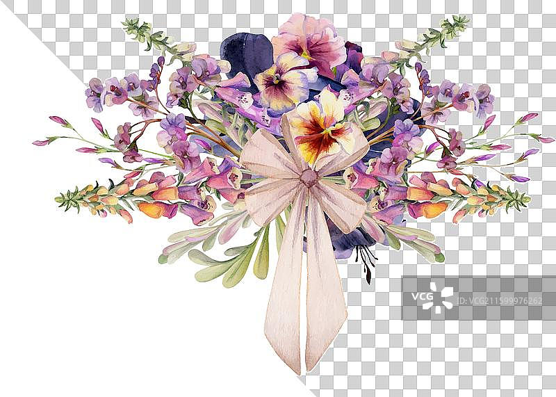 手绘水彩植物花卉叶子图片素材