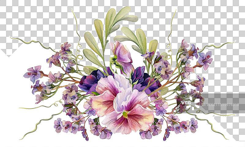 手绘水彩维多利亚风格植物花卉图片素材