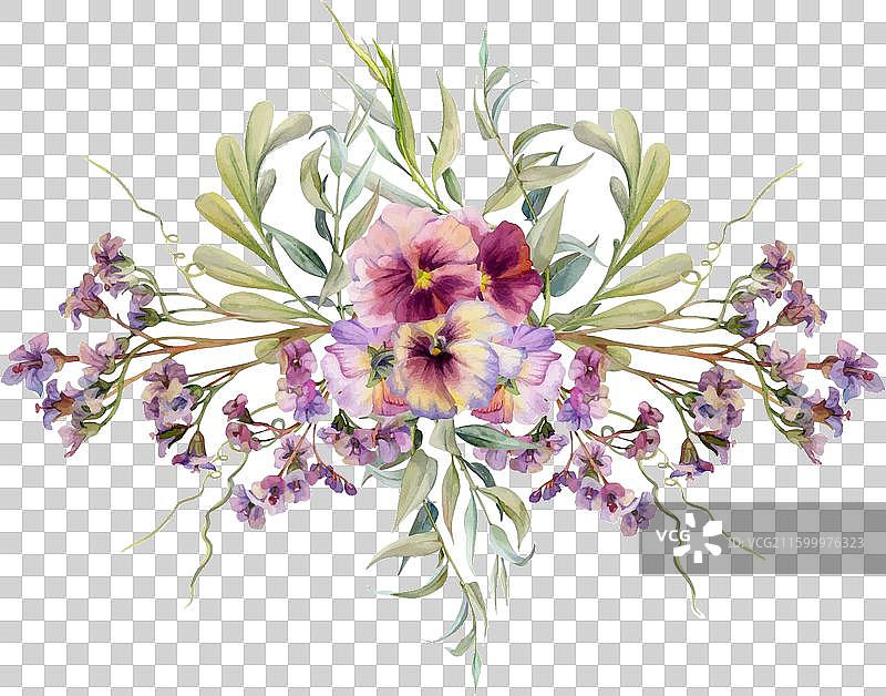 手绘水彩植物花卉绿叶图片素材