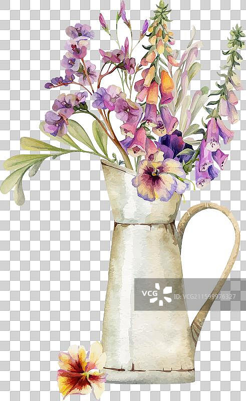 手绘水彩植物花卉绿叶图片素材