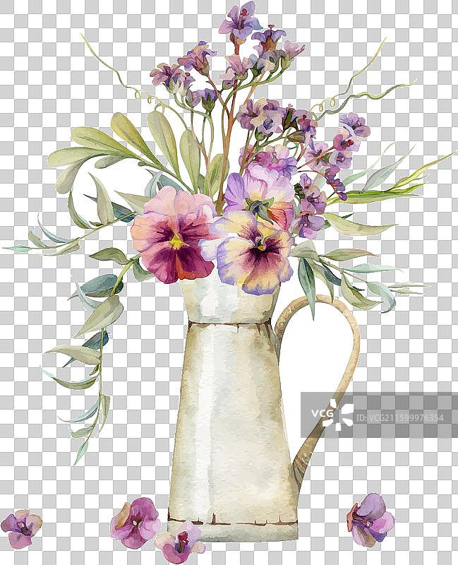 手绘水彩植物花卉叶子图片素材