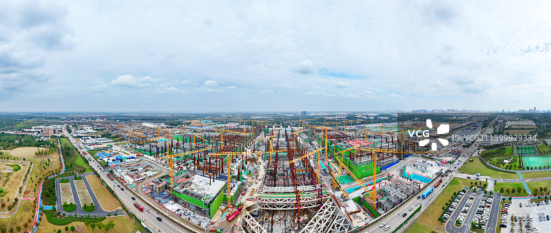 航拍中国江苏南京建设中的南京北站图片素材