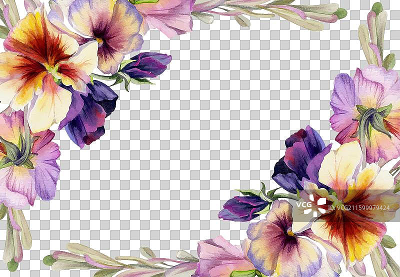 手绘水彩维多利亚时期植物花卉图片素材