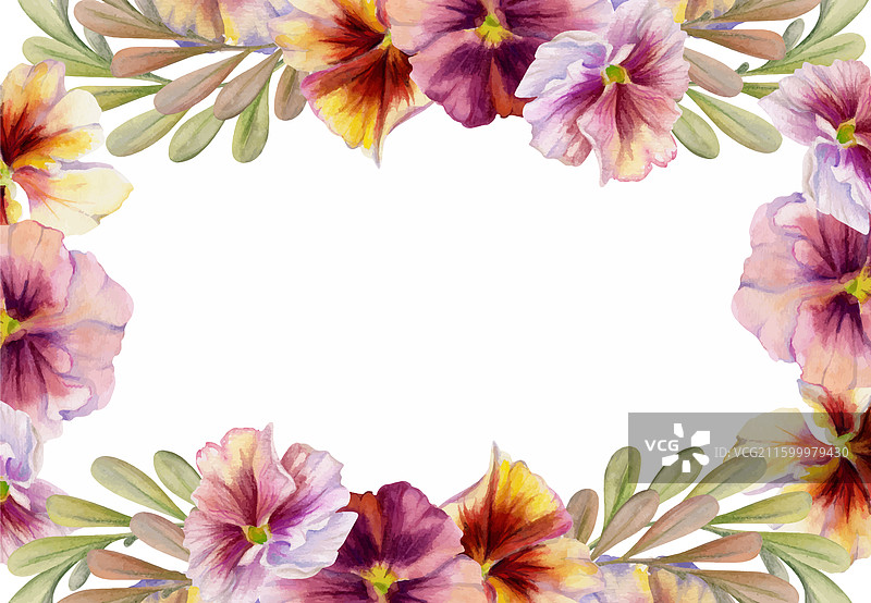 手绘水彩维多利亚风格植物花卉图片素材