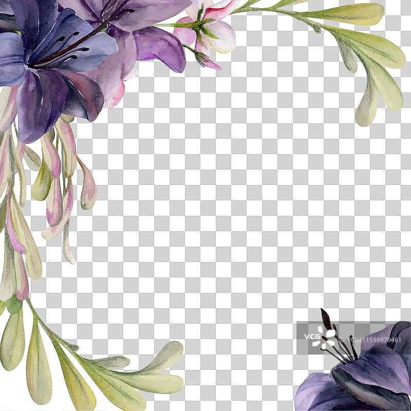 手绘水彩植物花卉绿叶图片素材