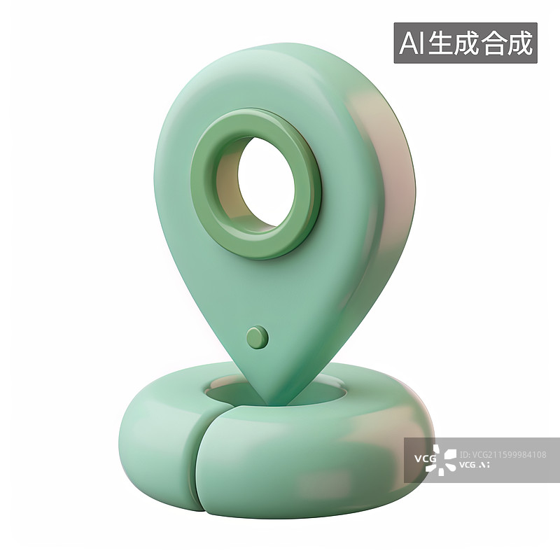 【AI数字艺术】绿色定位图标立体模型图片素材