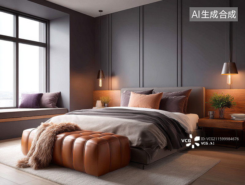 【AI数字艺术】现代简约卧室设计图片素材