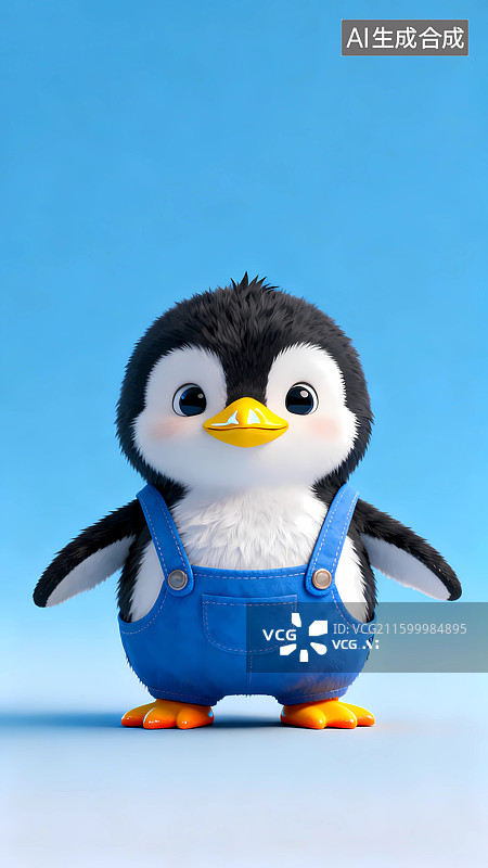 【AI数字艺术】锁屏壁纸萌系3D插画-企鹅图片素材