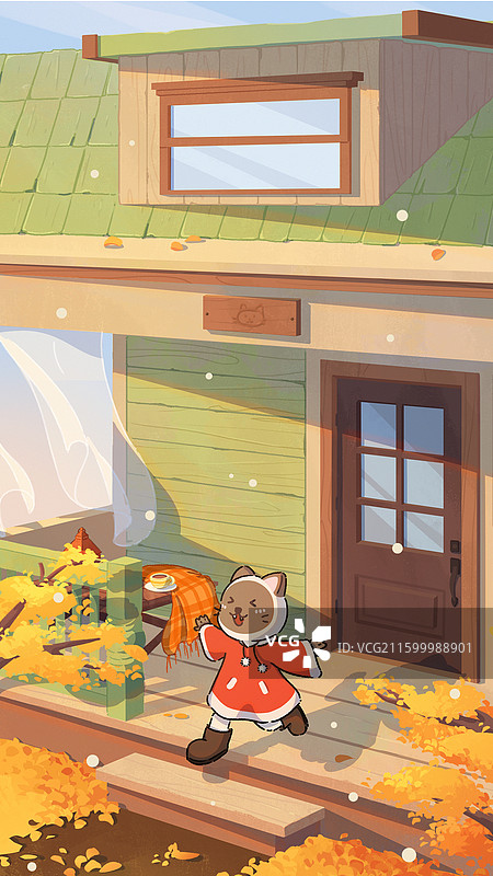 可爱的小孩在庭院里玩耍感受小雪图片素材