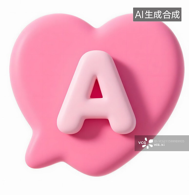 【AI数字艺术】AIGC：粉色心形带字母A，答案回答图片素材