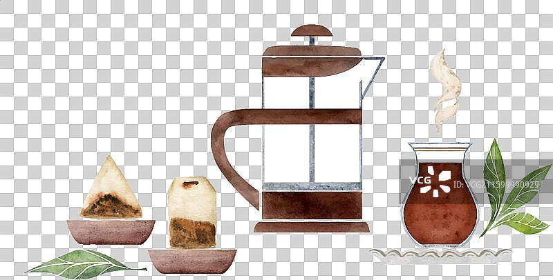 手绘水彩法压壶土耳其玻璃壶图片素材