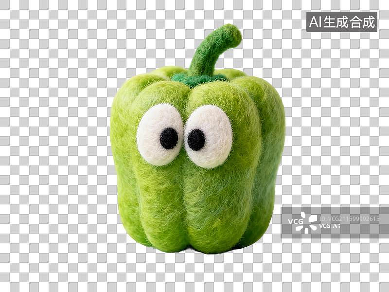 【AI数字艺术】3D毛毡长眼睛的青圆椒图片素材