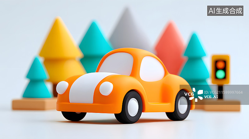 【AI数字艺术】3D城市交通场景三维渲染插画图片素材