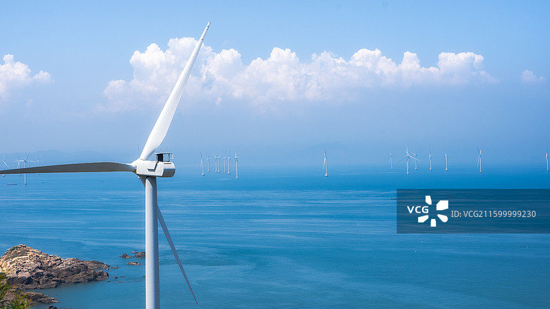 平潭海与风车图片素材