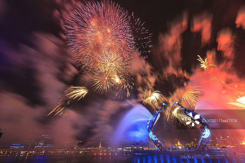 新加坡圣淘沙岛焰火图片素材