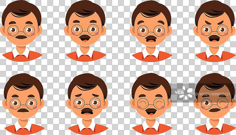 男教师头部集合，教育工作者，带有图片素材