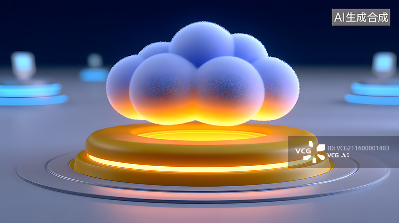 【AI数字艺术】科技云服务的三维渲染场景图片素材