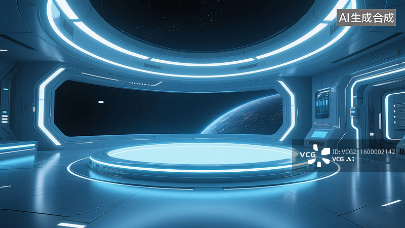 【AI数字艺术】未来科技舱内景图片素材