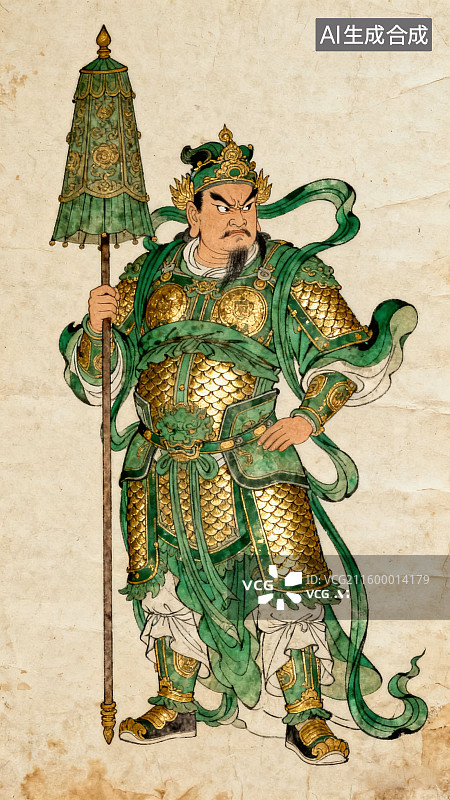 【AI数字艺术】国风传统神话故事四大天王，北方多闻天王图片素材