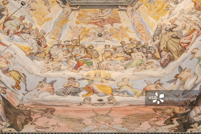 圣母百花教堂穹顶画最后的审判图片素材