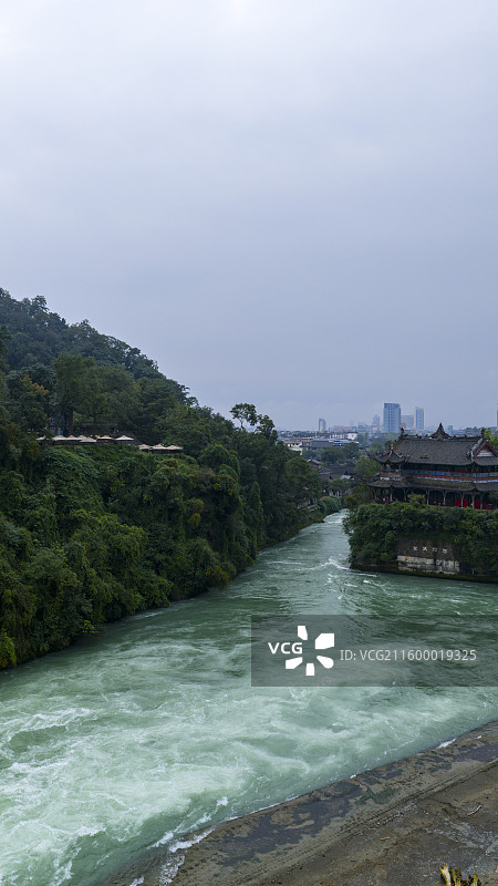 成都都江堰水利工程航拍图片素材