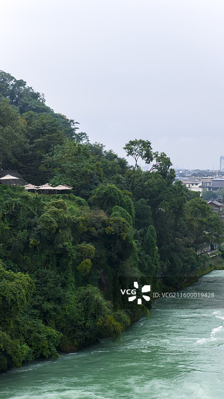 成都都江堰水利工程航拍图片素材
