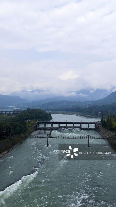 成都都江堰水利工程航拍图片素材