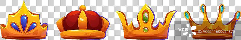 金色皇冠套装，孤立在黑色背景上图片素材