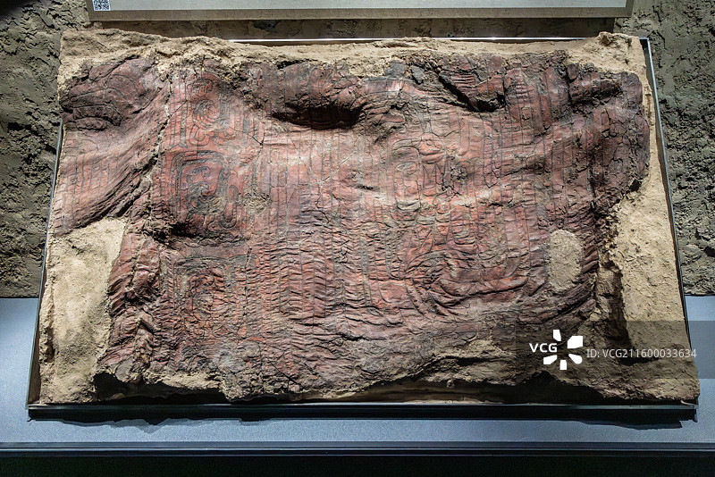 山西太原山西博物院晋国霸业展厅荒帷 西周 山西省绛县横水墓地M1图片素材