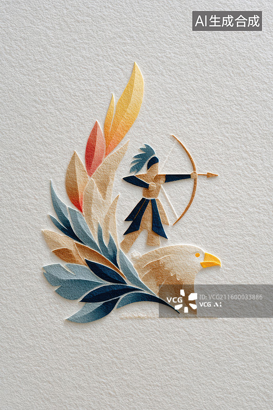 【AI数字艺术】弓箭手侧身拉弓黄绿背景动感场景图图片素材