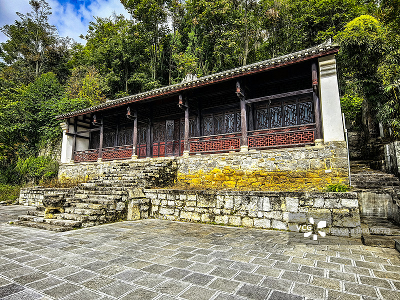 中国贵州黔西南州安龙县明十八先生墓，明十八先生墓园建筑，墓园磨崖石刻，墓园藏品图片素材