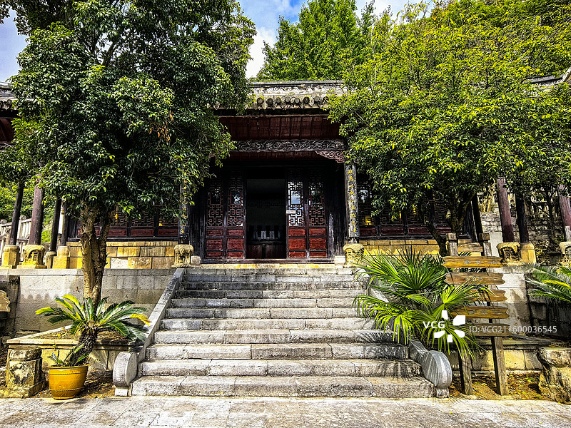 中国贵州黔西南州安龙县明十八先生墓，明十八先生墓园建筑，墓园磨崖石刻，墓园藏品图片素材