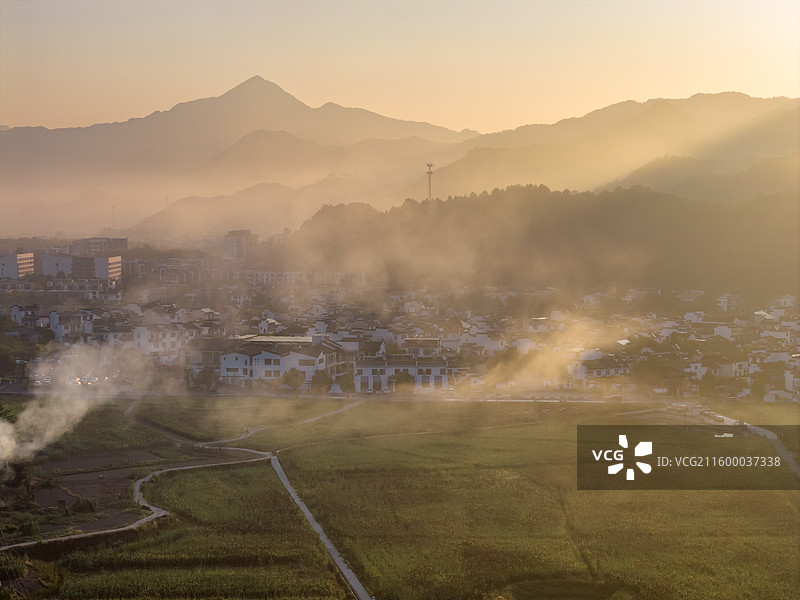 安徽宣城风景航拍图片素材