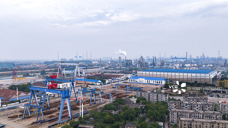 湖北省武汉市青山区化工区工业园区航拍景象图片素材