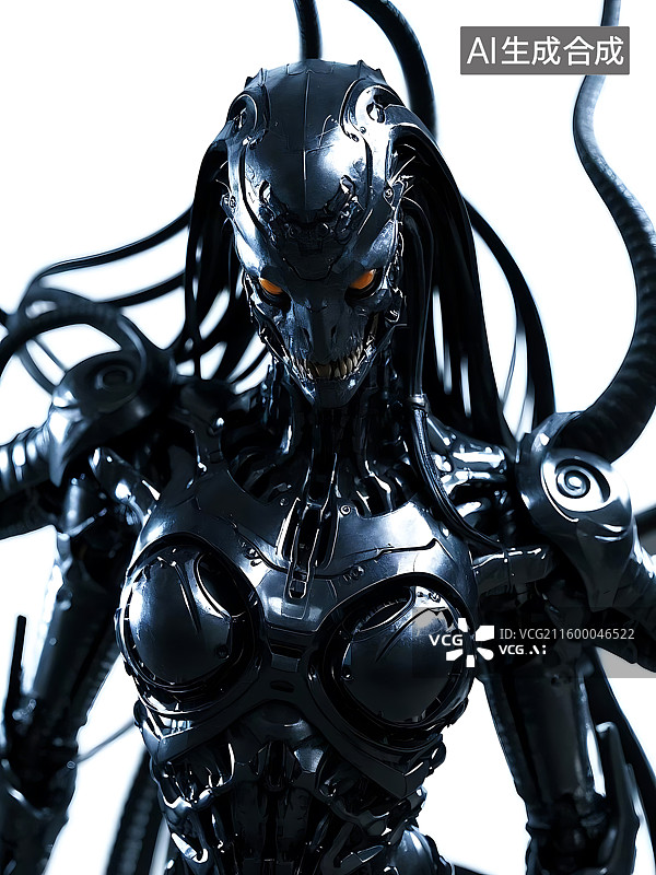 【AI数字艺术】未来战士机械女猎手图片素材