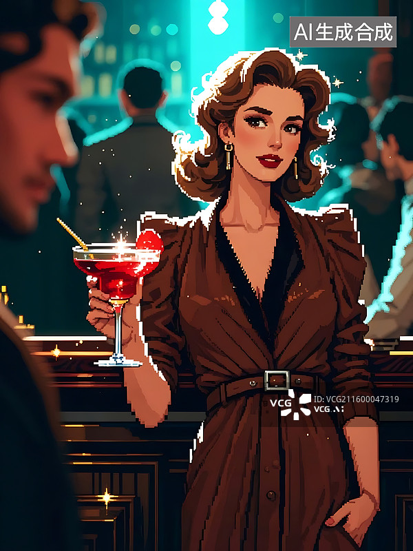 【AI数字艺术】复古酒吧女郎画像图片素材