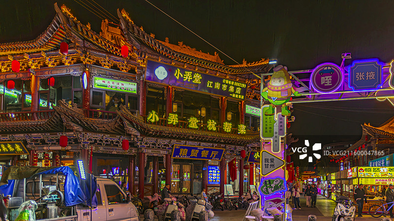 张掖明清街青春集市夜景图片素材