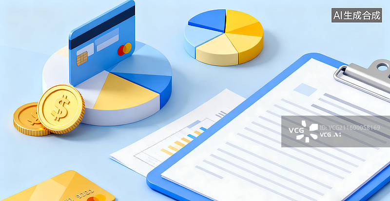 【AI数字艺术】3D商务科技金融数据单背景图片素材