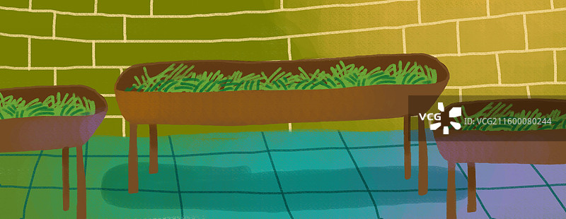 风景插画 背景插画 食槽草料图片素材