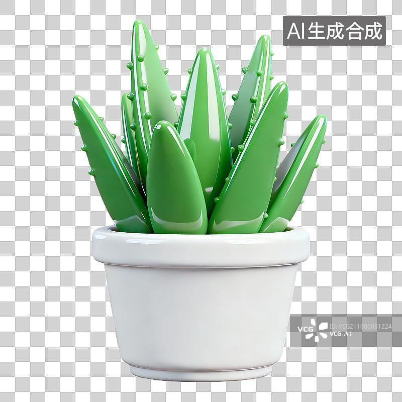 【AI数字艺术】芦荟盆栽插画图片素材