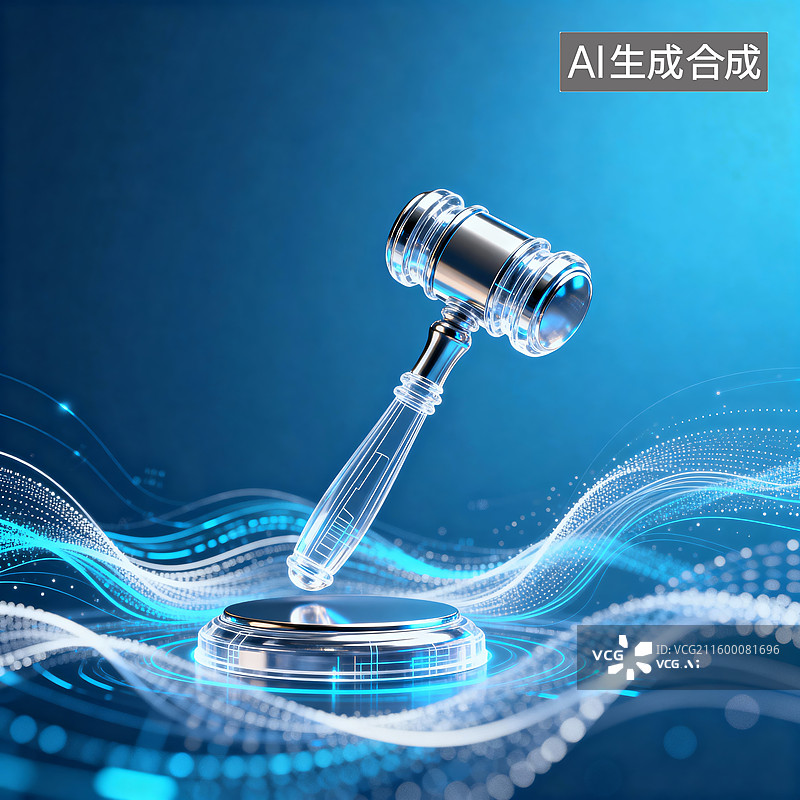 【AI数字艺术】科技法槌法律科技创意设计插画图片素材