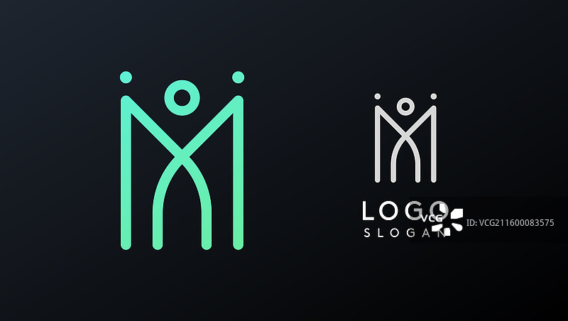 风格化的字母M，科技感字体标志图片素材