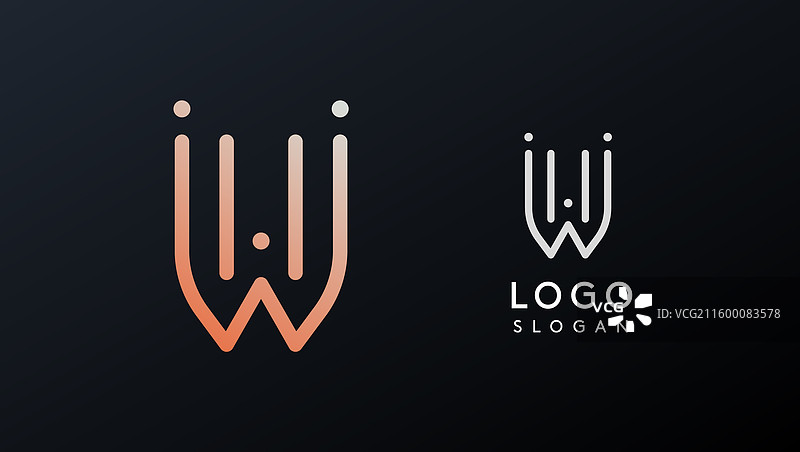 风格化的字母w，科技感字体标志图片素材