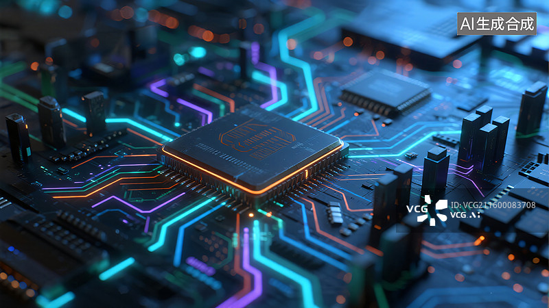 【AI数字艺术】数字脉动：芯片的未来蓝图图片素材