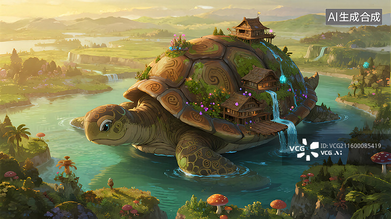 【AI数字艺术】奇幻龟壳世界图片素材