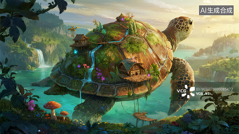 【AI数字艺术】奇幻龟壳世界图片素材